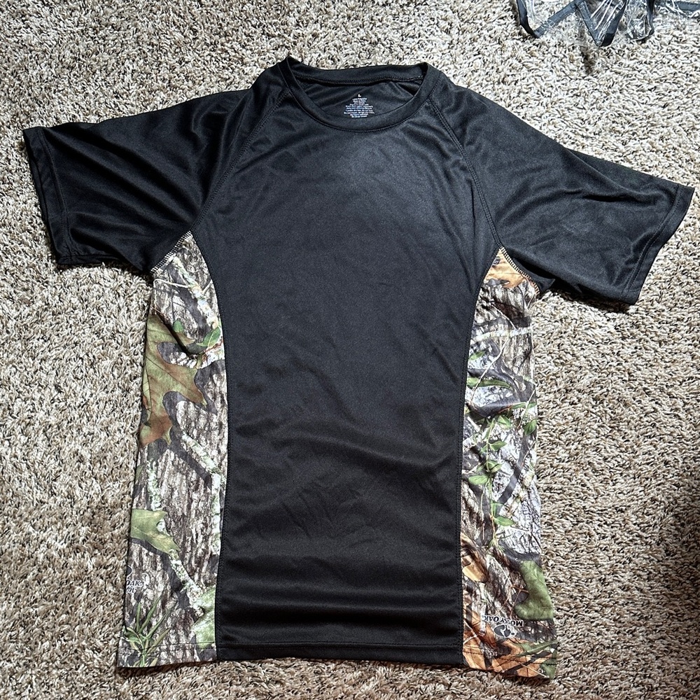 Black and Camouflage Short Sleeve Shirt